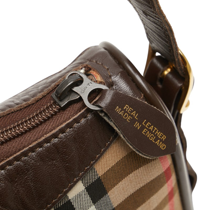 バーバリー ノバチェック シャドーホース ワンショルダーバッグ ベージュ マルチカラー キャンバス レザー レディース BURBERRY 【中古】