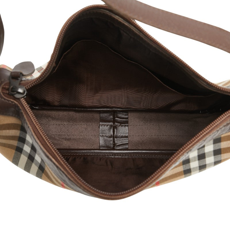 バーバリー ノバチェック シャドーホース ワンショルダーバッグ ベージュ マルチカラー キャンバス レザー レディース BURBERRY 【中古】