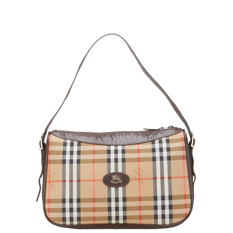 バーバリー ノバチェック シャドーホース ワンショルダーバッグ ベージュ マルチカラー キャンバス レザー レディース BURBERRY 【中古】