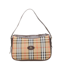 バーバリー ノバチェック シャドーホース ワンショルダーバッグ ベージュ マルチカラー キャンバス レザー レディース BURBERRY 【中古】