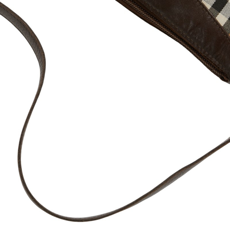 バーバリー ノバチェック シャドーホース ワンショルダーバッグ ベージュ マルチカラー キャンバス レザー レディース BURBERRY 【中古】