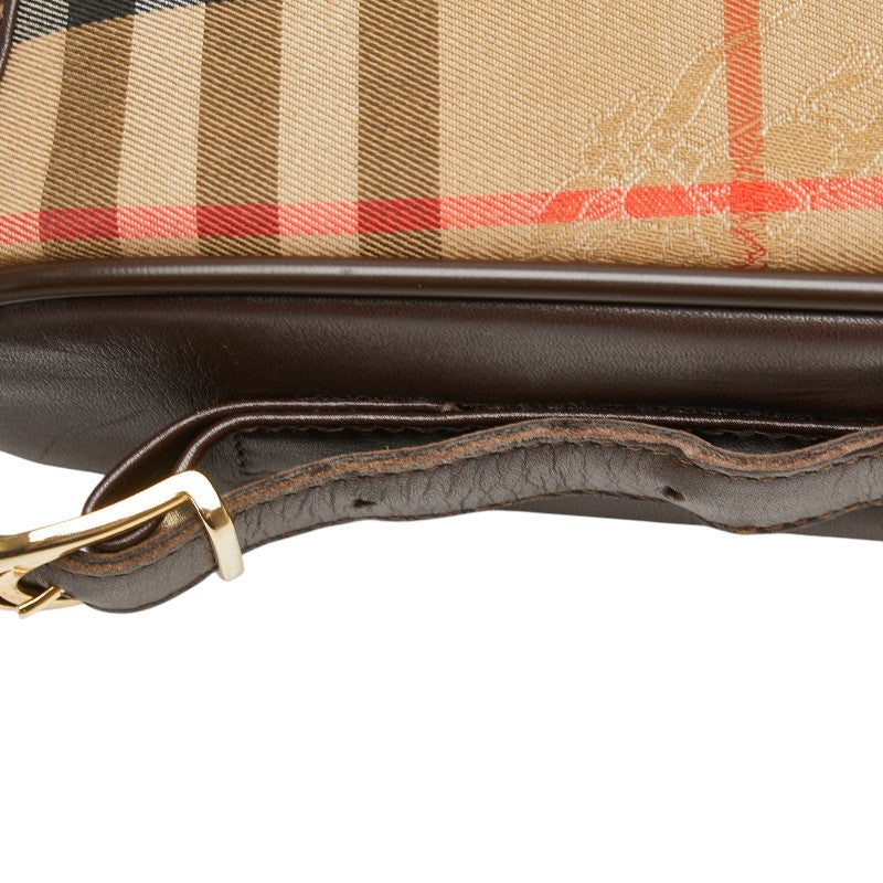 バーバリー ノバチェック シャドーホース ワンショルダーバッグ ベージュ マルチカラー キャンバス レザー レディース BURBERRY 【中古】