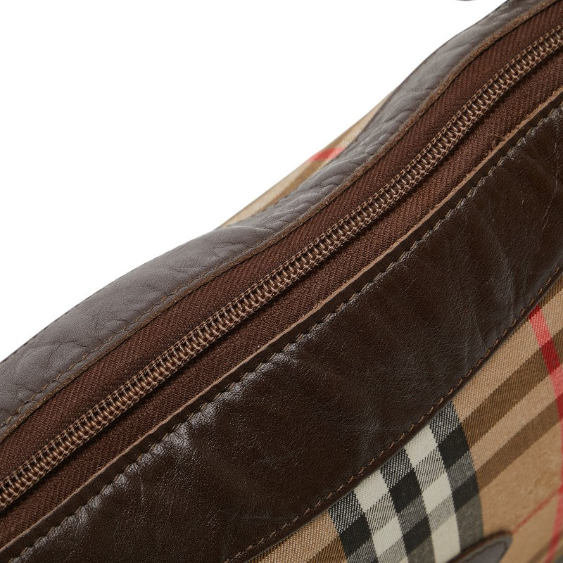 バーバリー ノバチェック シャドーホース ワンショルダーバッグ ベージュ マルチカラー キャンバス レザー レディース BURBERRY 【中古】
