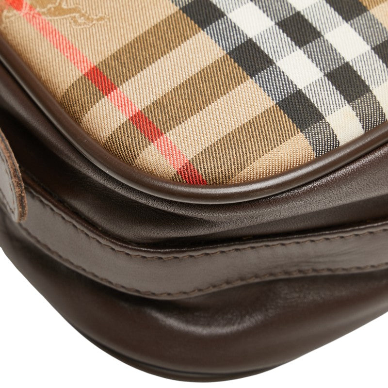 バーバリー ノバチェック シャドーホース ワンショルダーバッグ ベージュ マルチカラー キャンバス レザー レディース BURBERRY 【中古】