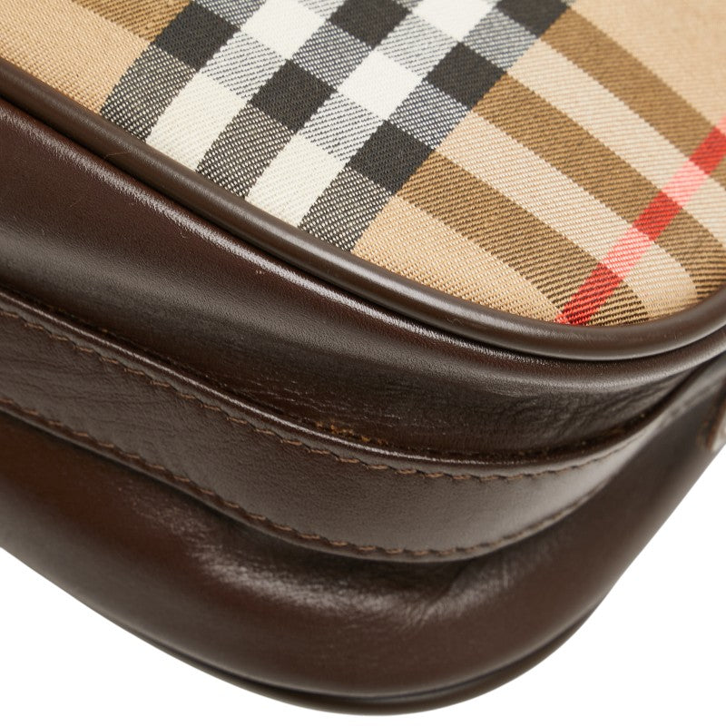 バーバリー ノバチェック シャドーホース ワンショルダーバッグ ベージュ マルチカラー キャンバス レザー レディース BURBERRY 【中古】