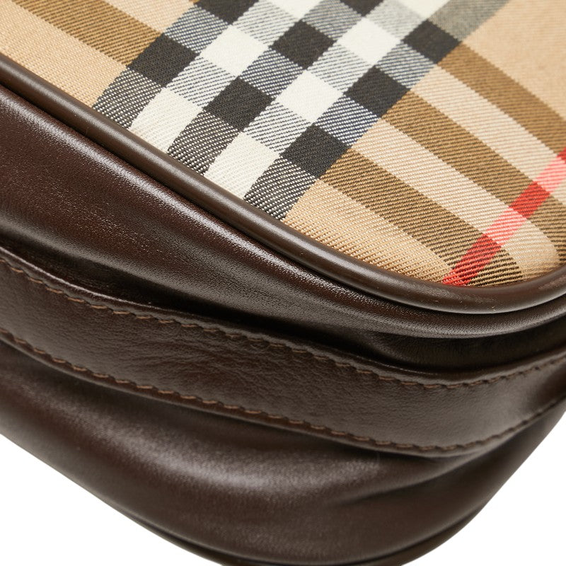 バーバリー ノバチェック シャドーホース ワンショルダーバッグ ベージュ マルチカラー キャンバス レザー レディース BURBERRY 【中古】