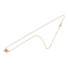 K18YG イエローゴールド ルビー ダイヤ0.13ct 蝶 パピヨン バタフライ モチーフ ペンダントネックレス レディース 【中古】