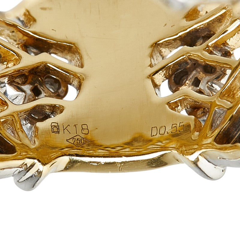 K18YG イエローゴールド K18WG ホワイトゴールド ダイヤ0.55ct リング 指輪 レディース 11号 【中古】