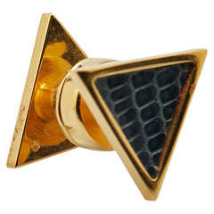 エルメス トライアングル カフス ゴールド ブラック メッキ リザード レディース HERMES 【中古】