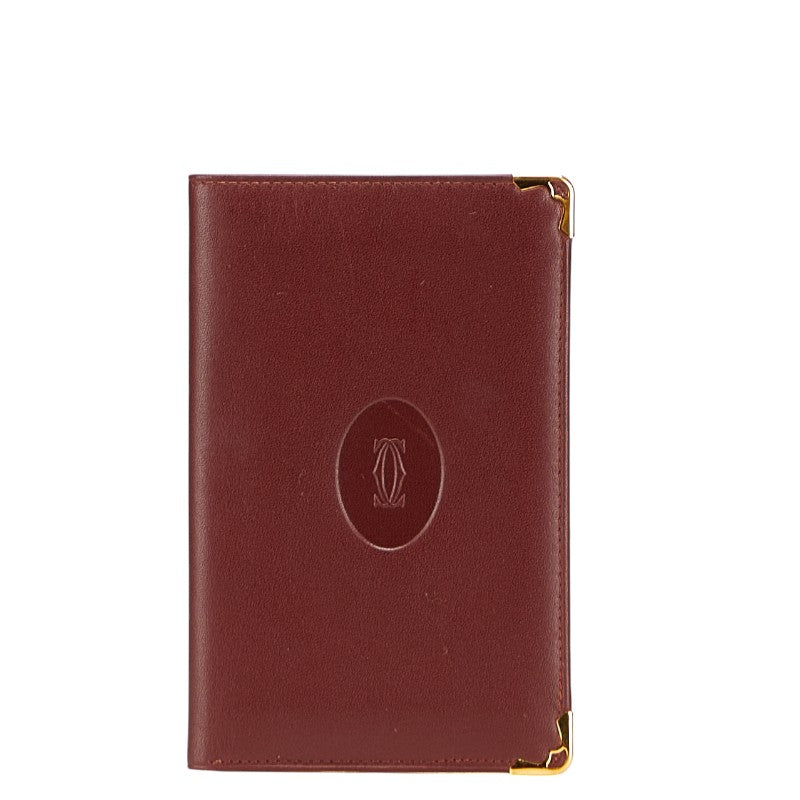 カルティエ マストライン パスケース カードケース ワインレッド ボルドー レザー レディース CARTIER 【中古】