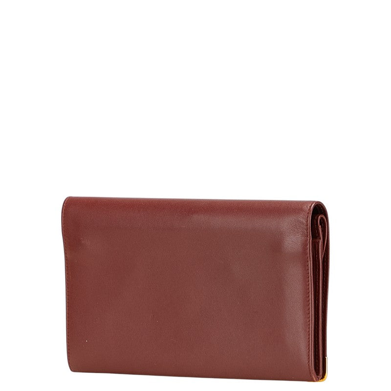 カルティエ マストライン 長財布 ワインレッド ボルドー レザー レディース CARTIER 【中古】