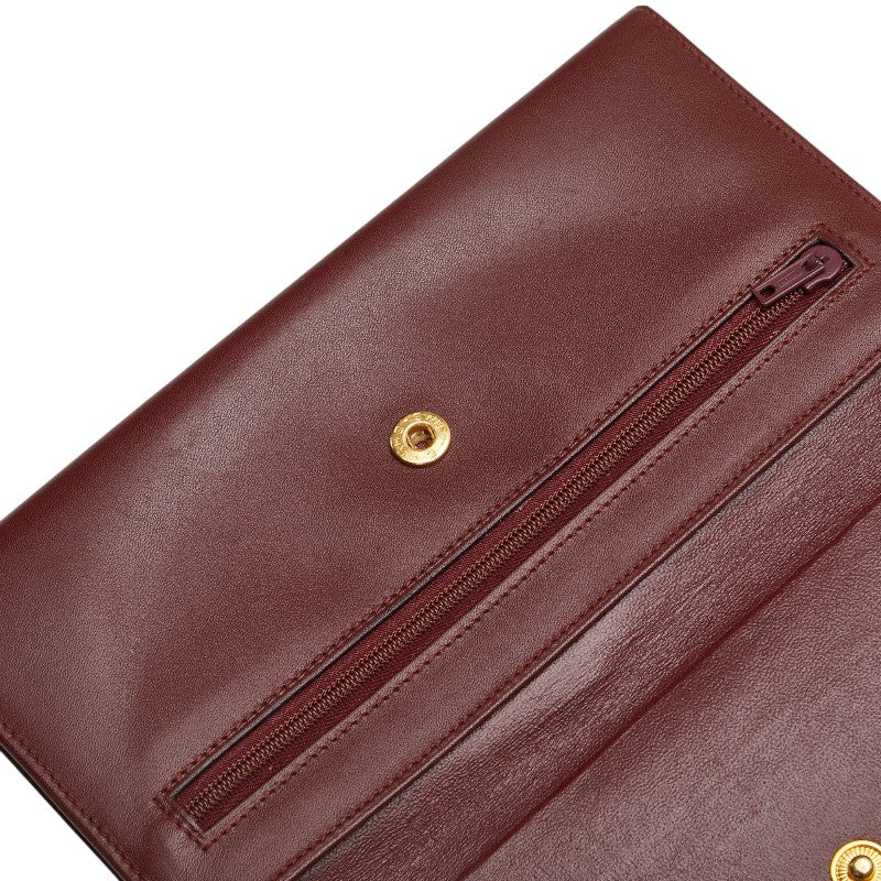 カルティエ マストライン 長財布 ワインレッド ボルドー レザー レディース CARTIER 【中古】