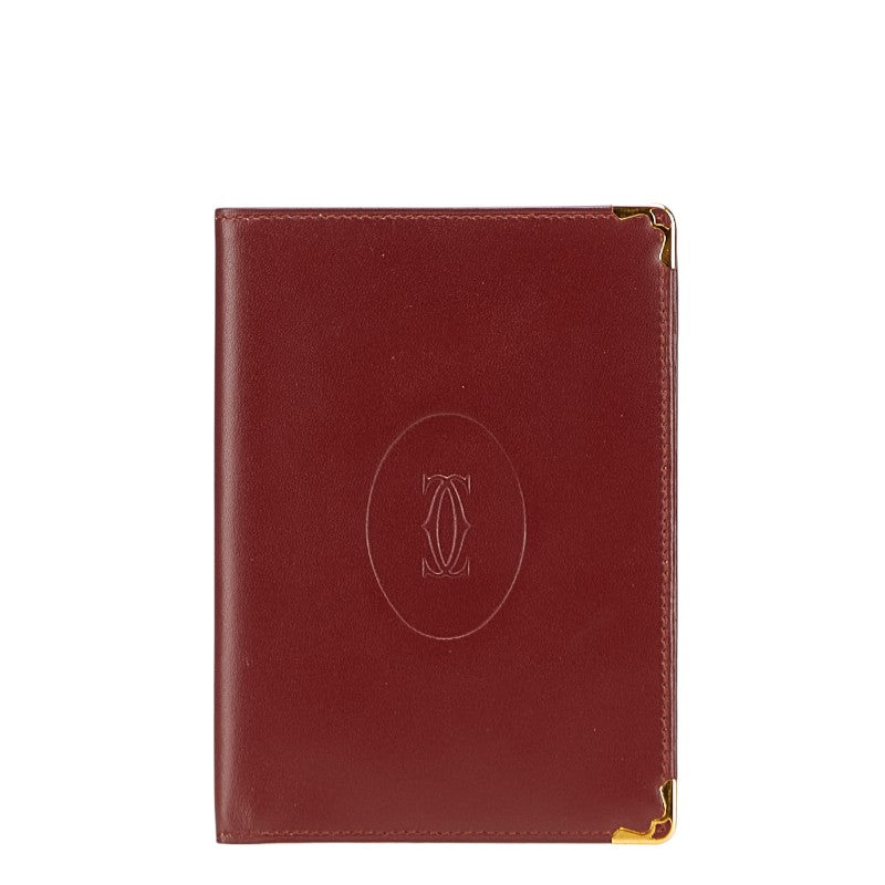 カルティエ マストライン カードケース 札入れ ワインレッド ボルドー レザー レディース CARTIER 【中古】