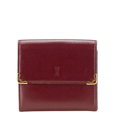 カルティエ マストライン 二つ折り財布 ワインレッド ボルドー レザー レディース CARTIER 【中古】