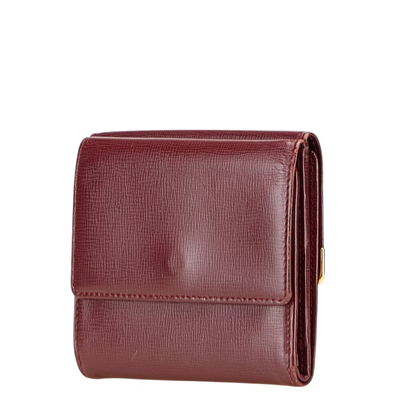 カルティエ マストライン 二つ折り財布 ワインレッド ボルドー レザー レディース CARTIER 【中古】