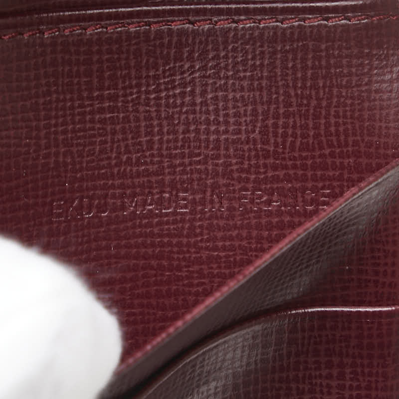 カルティエ マストライン 二つ折り財布 ワインレッド ボルドー レザー レディース CARTIER 【中古】