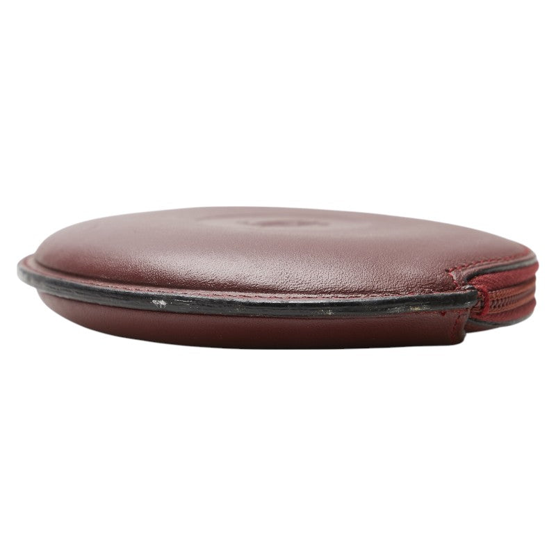 カルティエ マストライン ラウンド コインケース 小銭入れ ワインレッド ボルドー レザー レディース CARTIER 【中古】