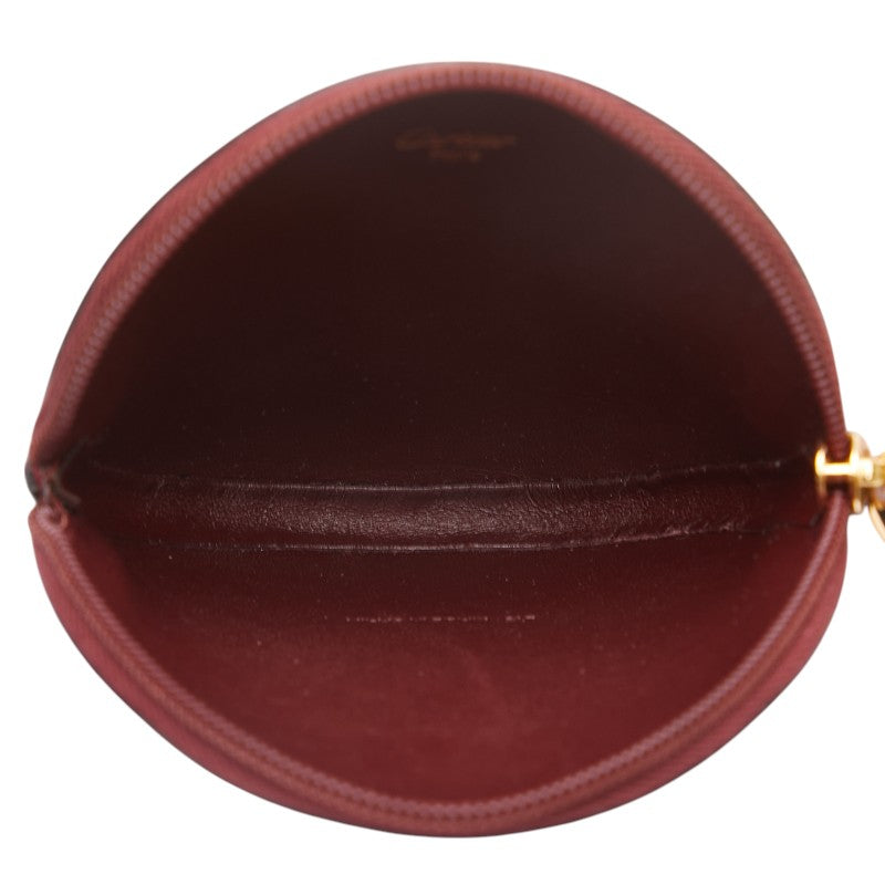 カルティエ マストライン ラウンド コインケース 小銭入れ ワインレッド ボルドー レザー レディース CARTIER 【中古】