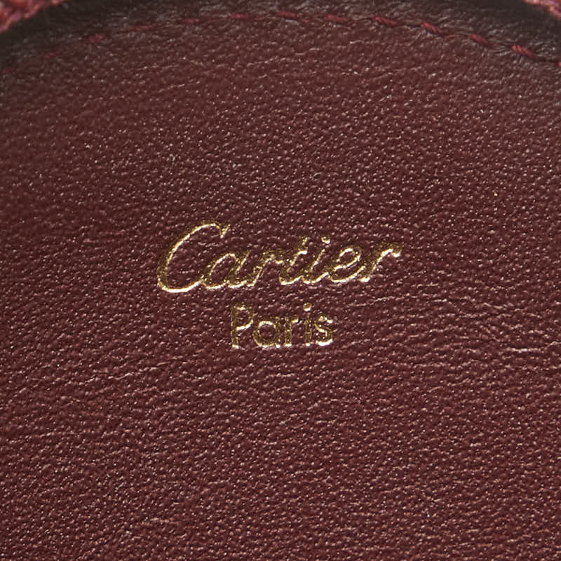 カルティエ マストライン ラウンド コインケース 小銭入れ ワインレッド ボルドー レザー レディース CARTIER 【中古】