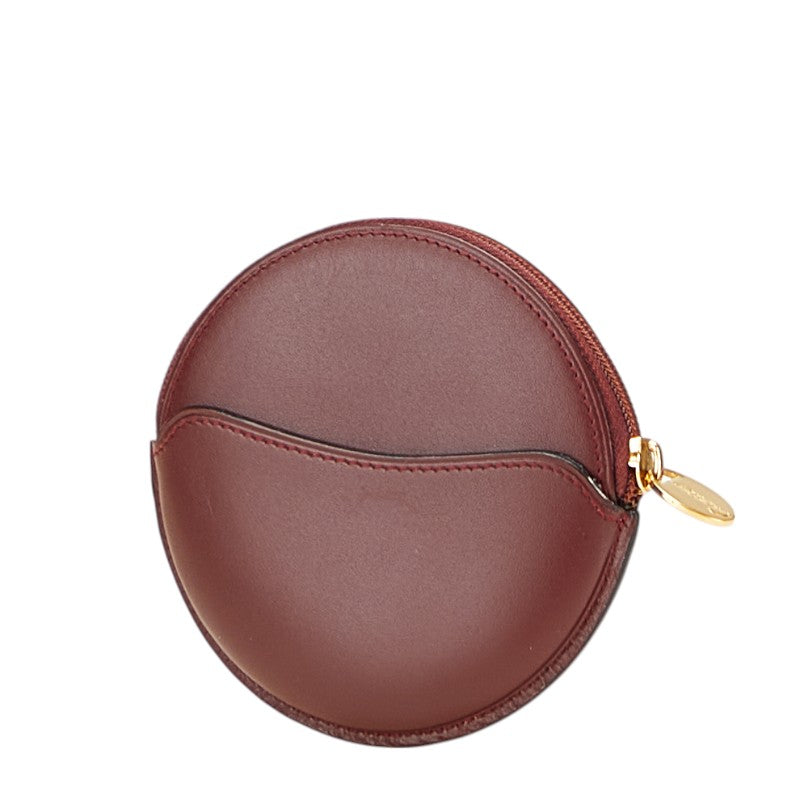 カルティエ マストライン ラウンド コインケース 小銭入れ ワインレッド ボルドー レザー レディース CARTIER 【中古】