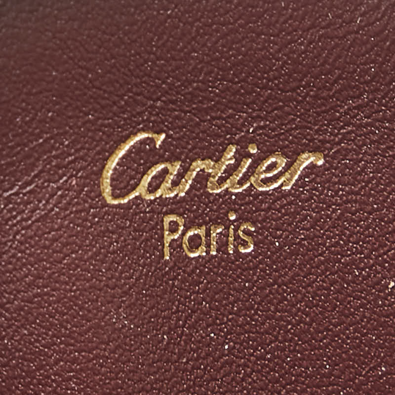 カルティエ マストライン ラウンド コインケース 小銭入れ ワインレッド ボルドー レザー レディース CARTIER 【中古】