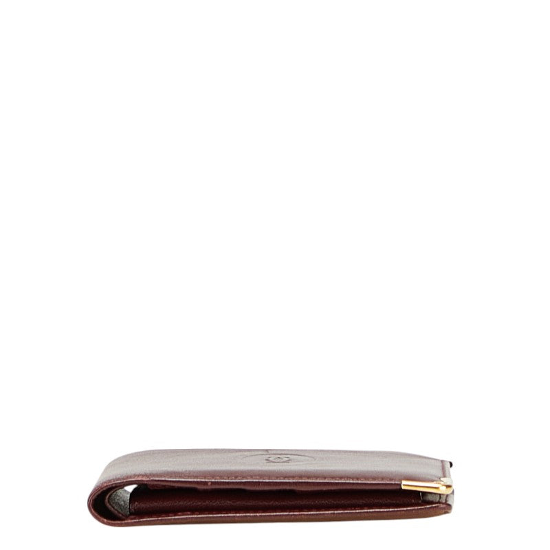 カルティエ マストライン 二つ折り財布 ワインレッド ボルドー レザー レディース CARTIER 【中古】