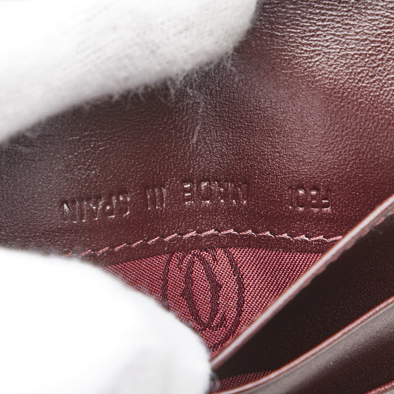 カルティエ マストライン 二つ折り財布 ワインレッド ボルドー レザー レディース CARTIER 【中古】