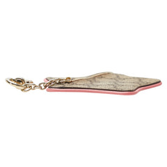 グッチ GGスプリーム スター 星 コインケース チャーム キーホルダー ベージュ ピンク PVC レザー レディース GUCCI 【中古】
