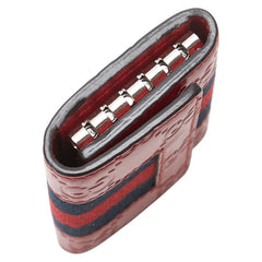 グッチ グッチシマ シェリーライン 6連 キーケース 408828 レッド ネイビー レザー レディース GUCCI 中古
