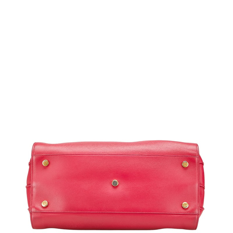 サンローラン ロゴ ショルダーバッグ ハンドバッグ 2WAY ピンク レザー レディース SAINT LAURENT 【中古】