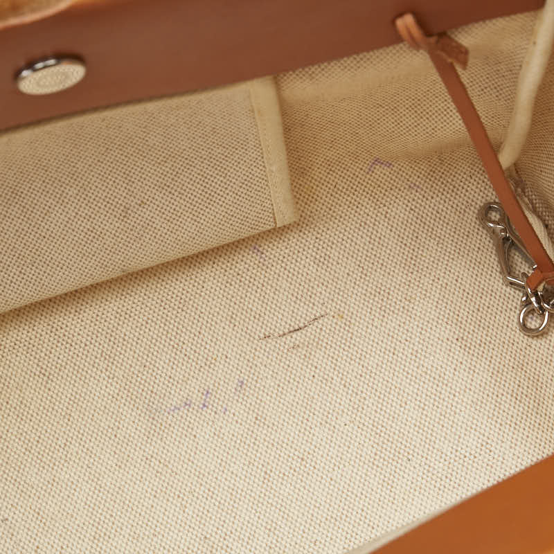 エルメス エールバッグ カバスGM ハンドバッグ トートバッグ ベージュ ブラウン トワルアッシュ レザー レディース HERMES 【中古】