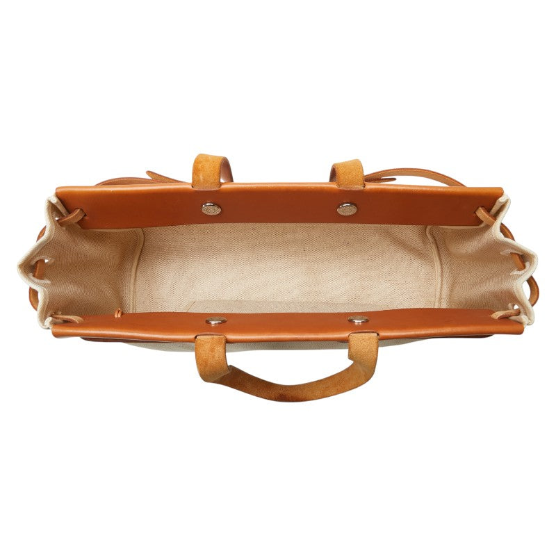 エルメス エールバッグ カバスGM ハンドバッグ トートバッグ ベージュ ブラウン トワルアッシュ レザー レディース HERMES 【中古】