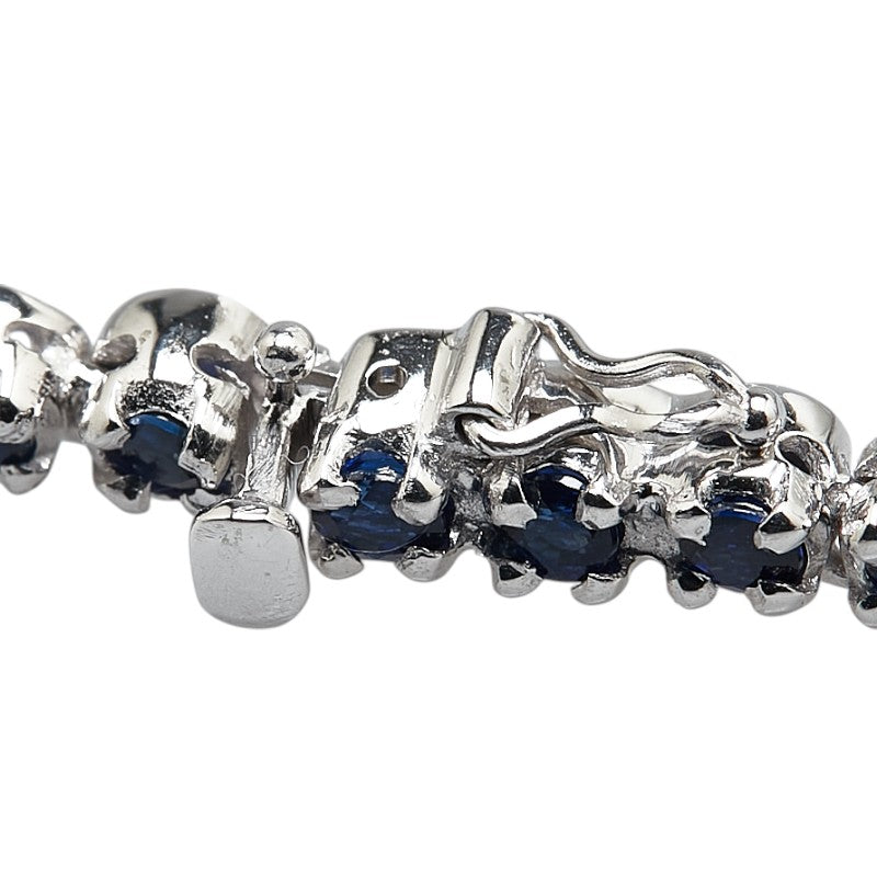 K18WG ホワイトゴールド サファイア10.46ct テニスチェーン ネックレス レディース 【中古】