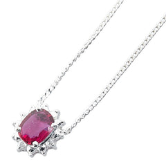 Pt900 プラチナ Pt850 プラチナ ルビー0.45ct ダイヤ ネックレス レディース 【中古】