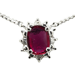Pt900 プラチナ Pt850 プラチナ ルビー0.45ct ダイヤ ネックレス レディース 【中古】