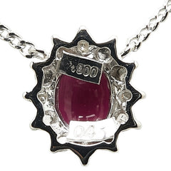 Pt900 プラチナ Pt850 プラチナ ルビー0.45ct ダイヤ ネックレス レディース 【中古】