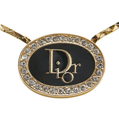 クリスチャンディオール オーバルブリーク ペンダントネックレス ゴールド メッキ ラインストーン レディース Christian Dior 【中古】