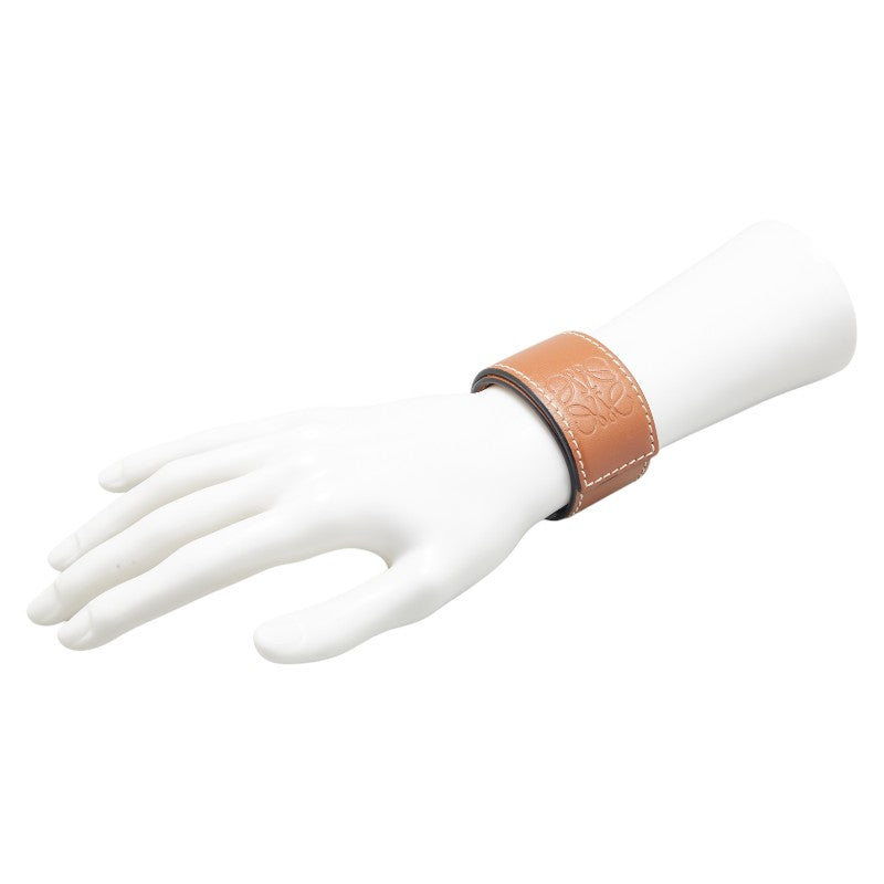 ロエベ アナグラム スラップ スモール ブレスレット ブラウン レザー レディース LOEWE 【中古】
