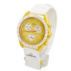 オメガ × スウォッチ SWATCH ミッション トゥ ザ サン 腕時計 S033J100 クオーツ ゴールド文字盤 ナイロン バイオセラミック メンズ OMEGA 【中古】