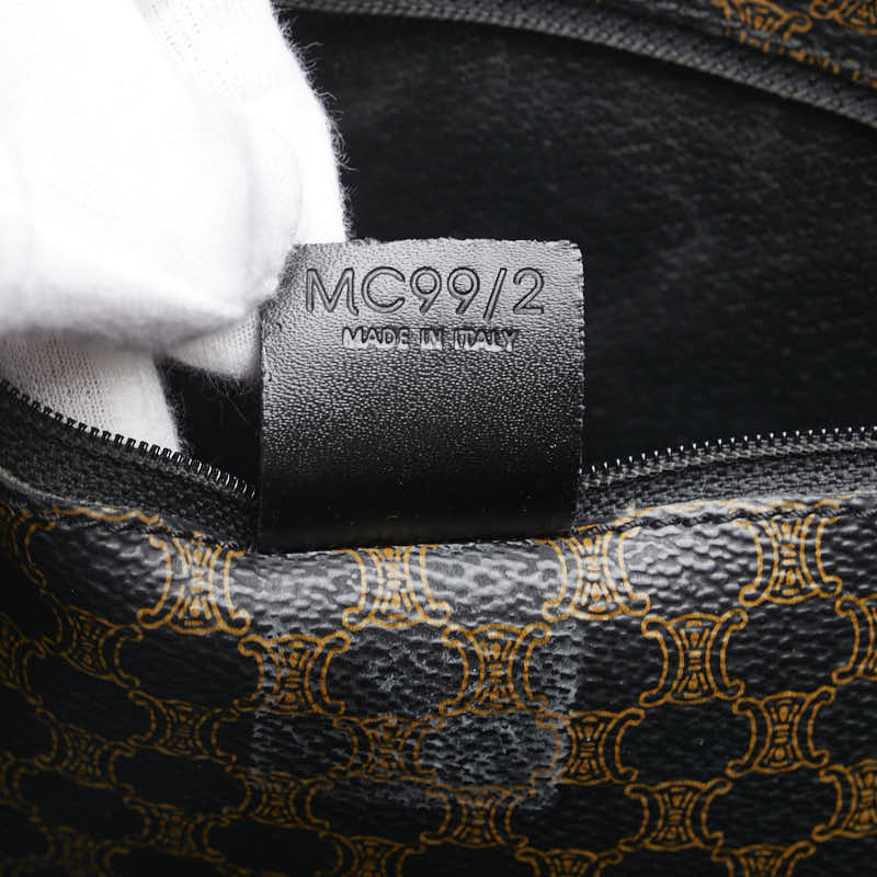 セリーヌ マカダム トートバッグ ハンドバッグ ブラック ブラウン PVC レザー レディース CELINE 【中古】