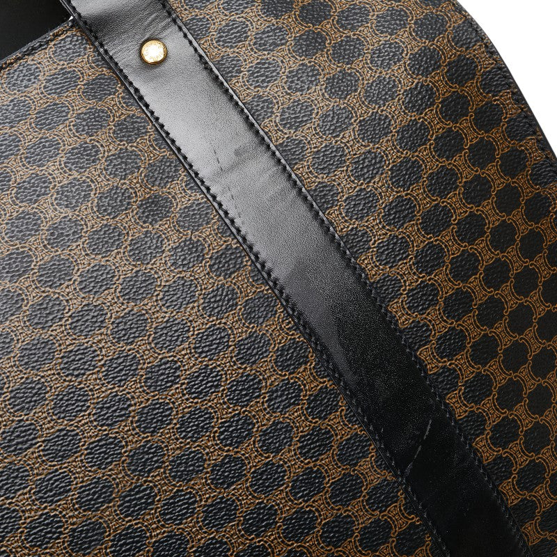 セリーヌ マカダム トートバッグ ハンドバッグ ブラック ブラウン PVC レザー レディース CELINE 【中古】