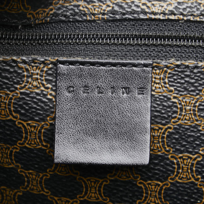 セリーヌ マカダム トートバッグ ハンドバッグ ブラック ブラウン PVC レザー レディース CELINE 【中古】