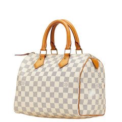 ルイ ヴィトン ダミエ アズール スピーディ25 ハンドバッグ N41534 ホワイト PVC レザー レディース LOUIS VUITTON 【中古】