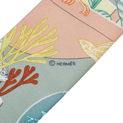 エルメス ツイリー PRECIOUS PARADISE ヴェールアマンド スカーフ グリーン シルク レディース HERMES 【中古】