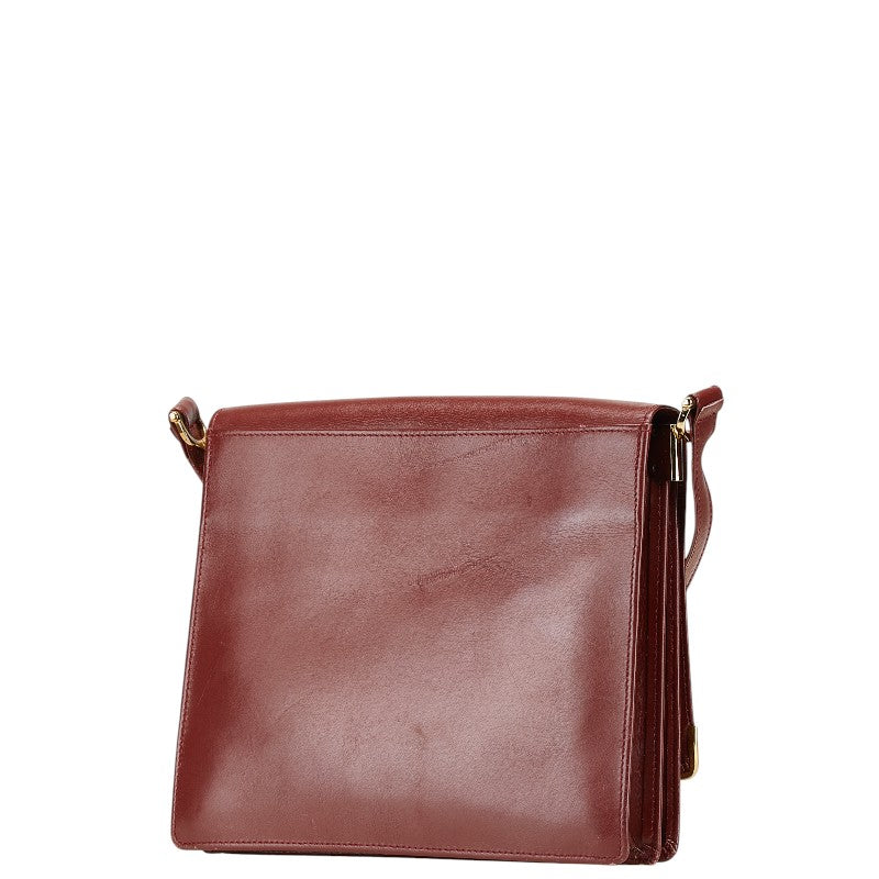 カルティエ マストライン ショルダーバッグ ワインレッド ボルドー レザー レディース CARTIER 【中古】