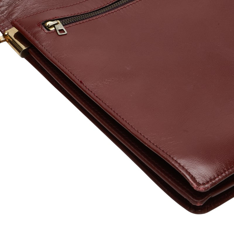 カルティエ マストライン ショルダーバッグ ワインレッド ボルドー レザー レディース CARTIER 【中古】