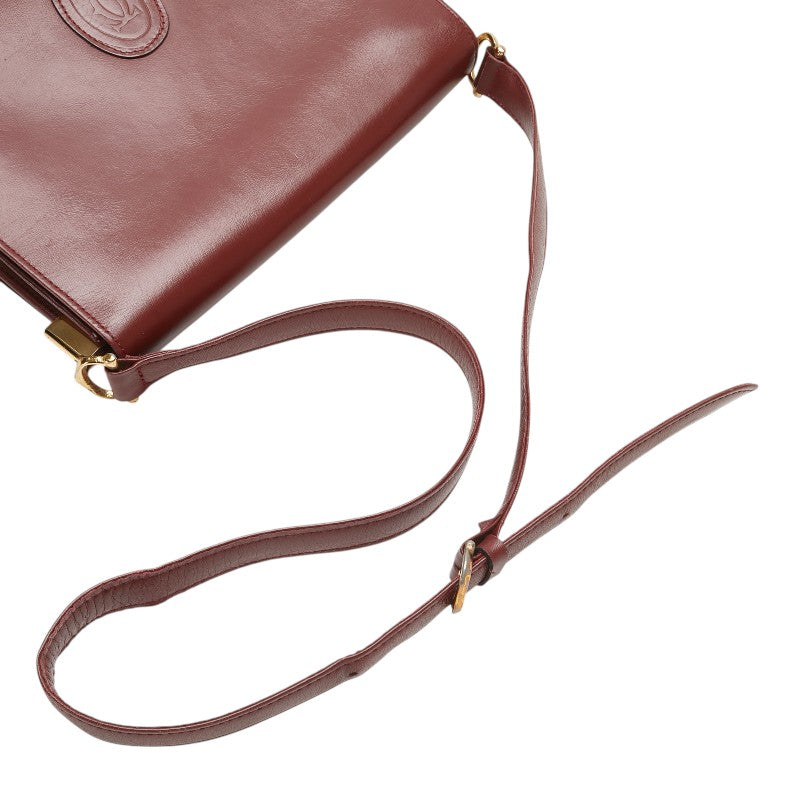 カルティエ マストライン ショルダーバッグ ワインレッド ボルドー レザー レディース CARTIER 【中古】