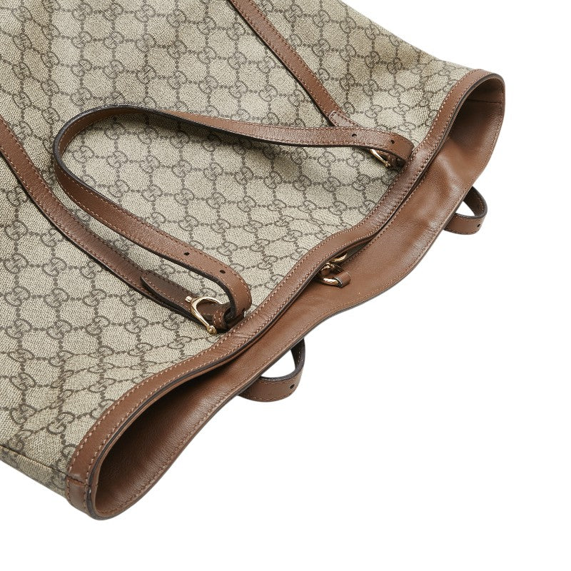 グッチ GGスプリーム トートバッグ 309613 ベージュ ブラウン レザー レディース GUCCI 【中古】
