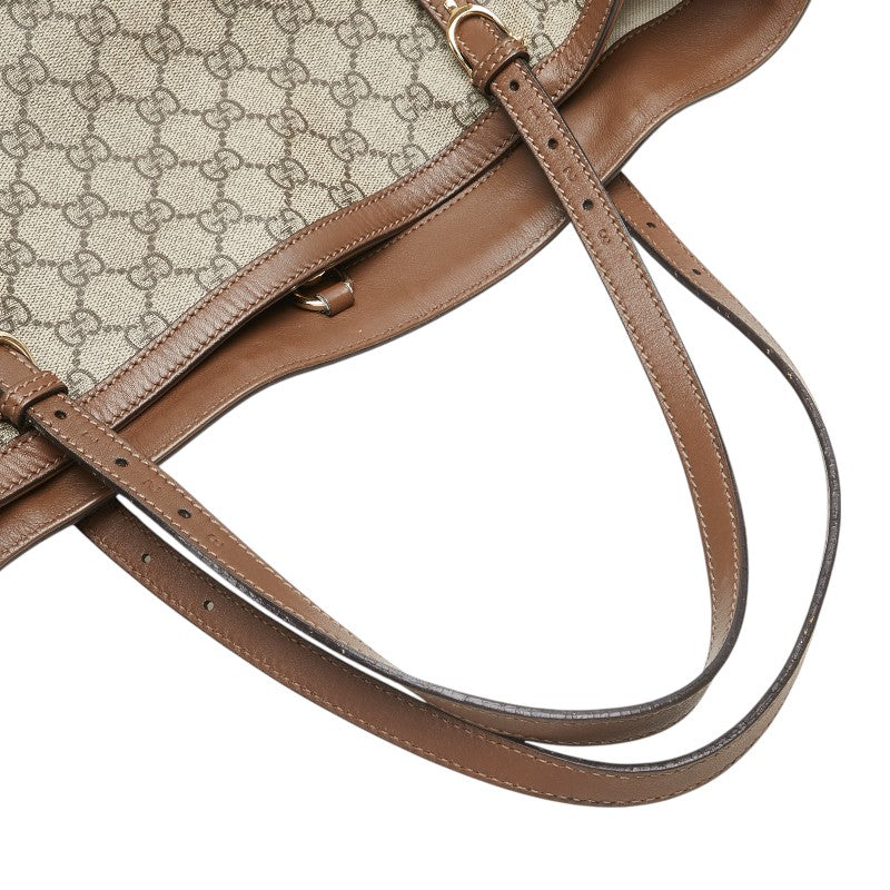 グッチ GGスプリーム トートバッグ 309613 ベージュ ブラウン レザー レディース GUCCI 【中古】