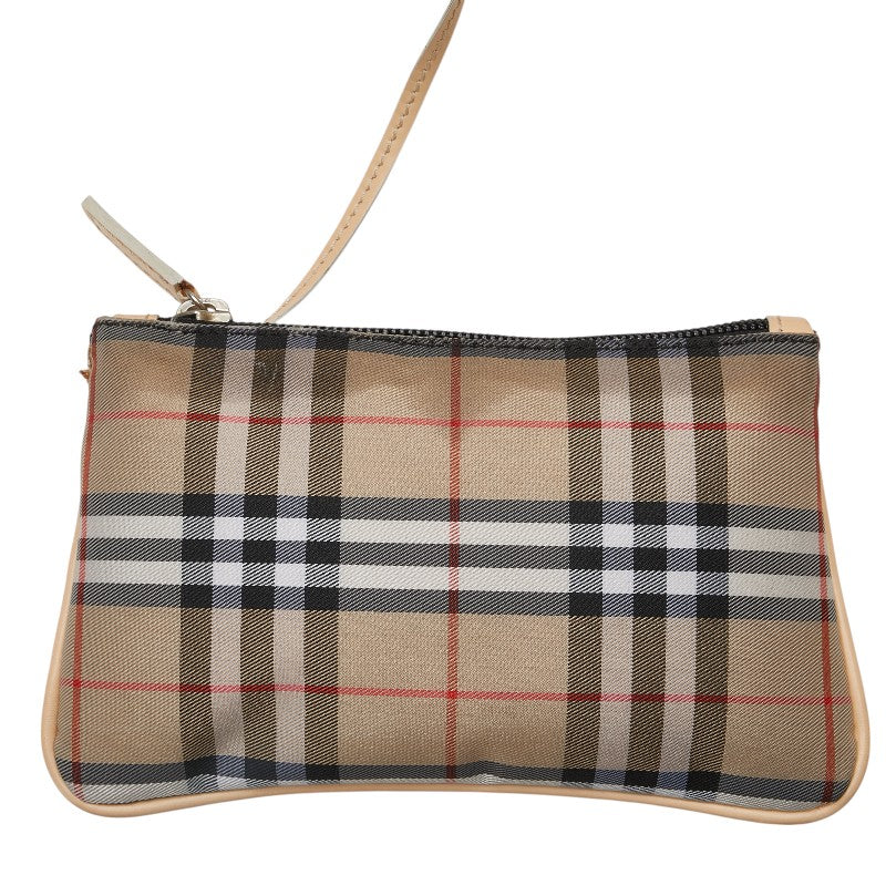 バーバリー ノバチェック ハンドバッグ トートバッグ ベージュ クリア ビニール レザー レディース BURBERRY 【中古】